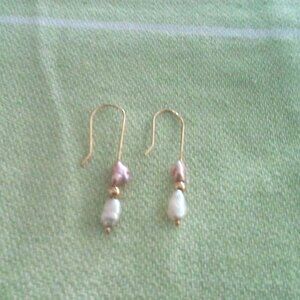Pair Gold Freshwater Pearl Earrings
